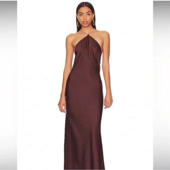 Dannijo Halter Chain Maxi Dress in Coco - Picture 1 of 3